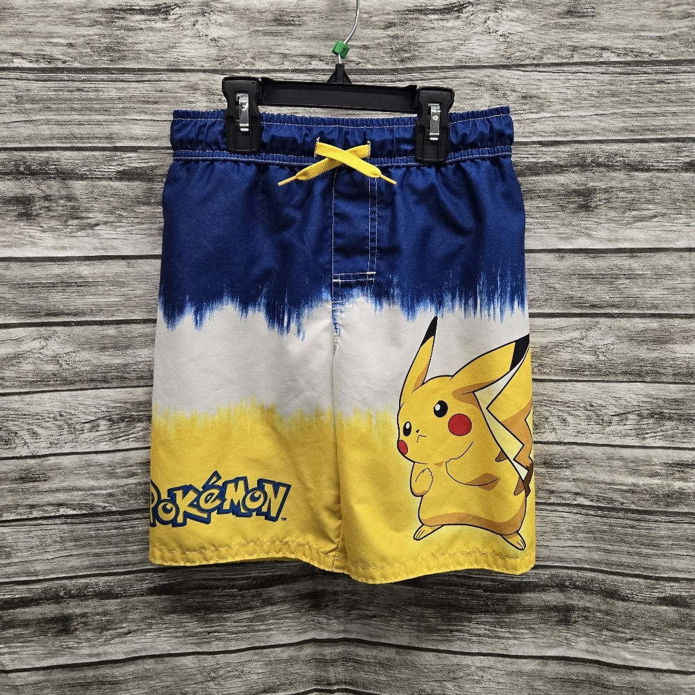 Pokemon blue, white and yellow pikachu  swim trunks